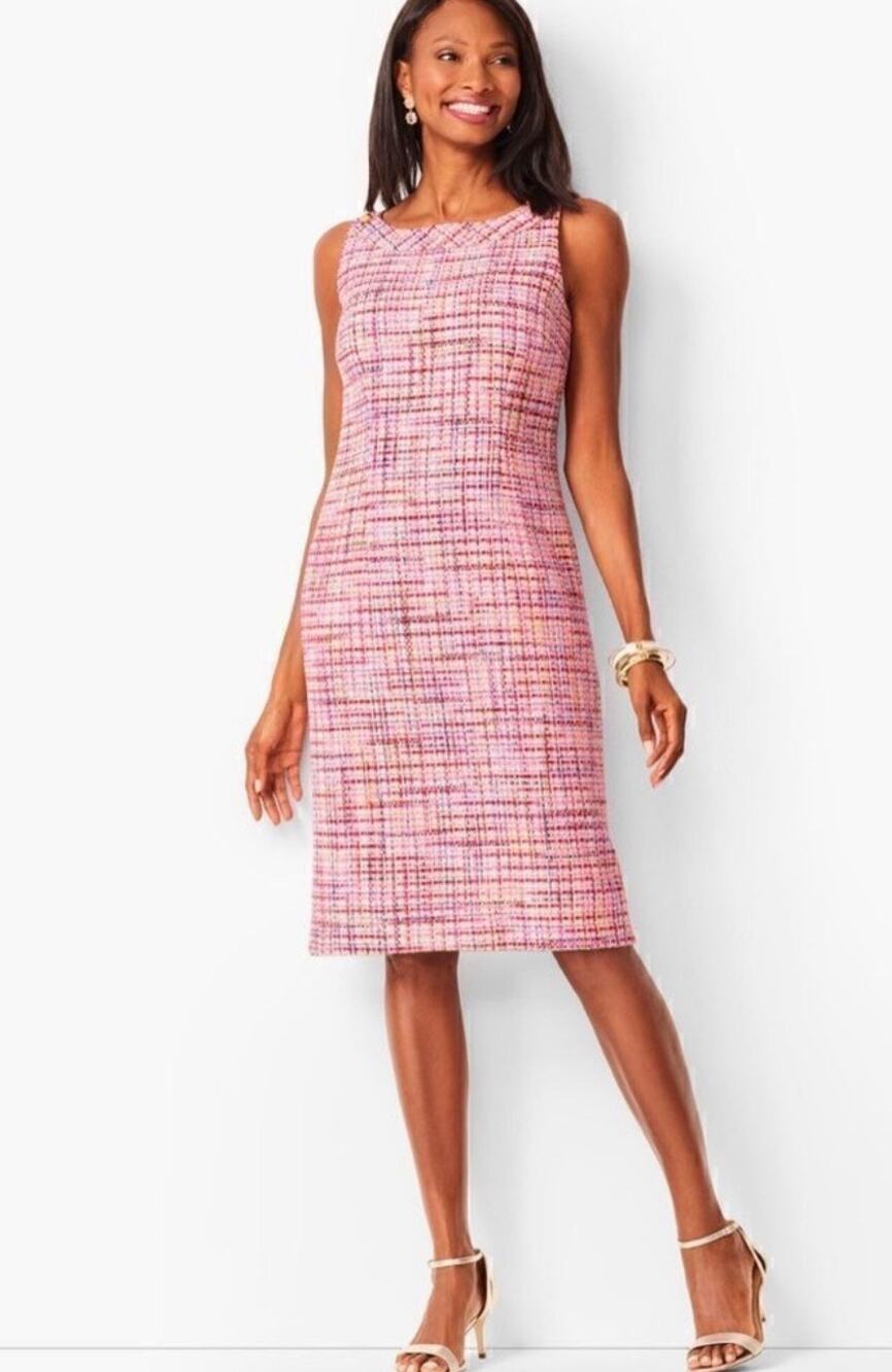 RSVP by Talbots pink tweed Elle woods sleeveless shift dress preppy size 14 P
